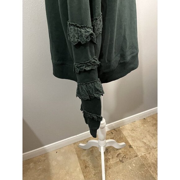 Maeve Ruffled Eyelet Sweatshirt Anthropologie Green Size XL - Picture 5 of 11